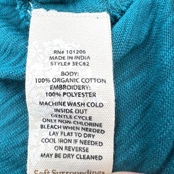 Soft Surrounding LOVE Embroidered Floral Teal Graphic Tee Size SP - Picture 8 of 9